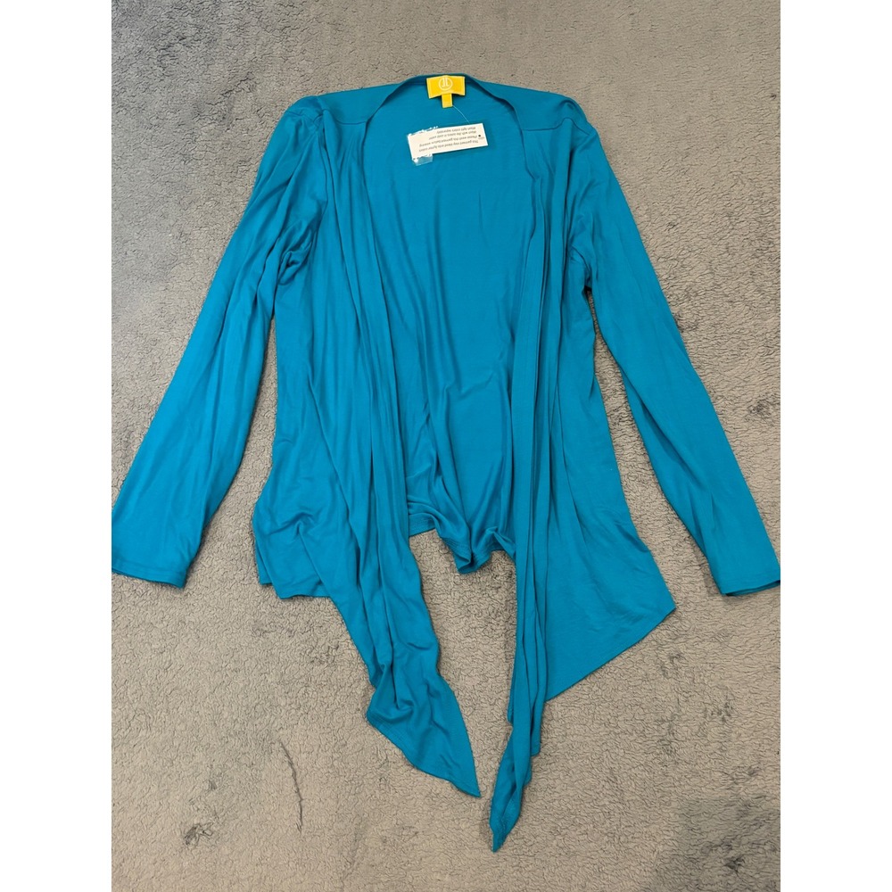 Liz Lange Teal Blue Open Front Draped Waterfall Cardigan Long Sleeve Large